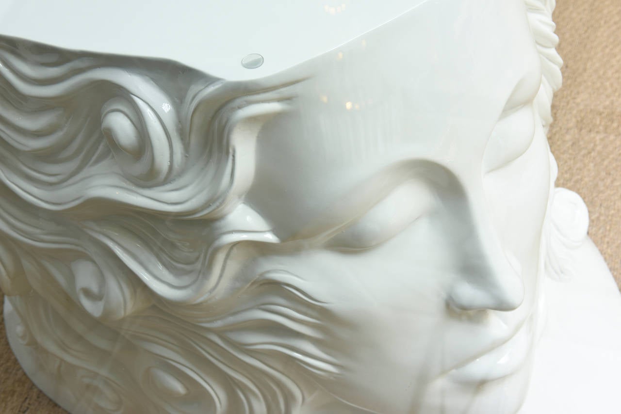 Signed White Lacquered Resin and Glass Dining Table or Center/ Entry