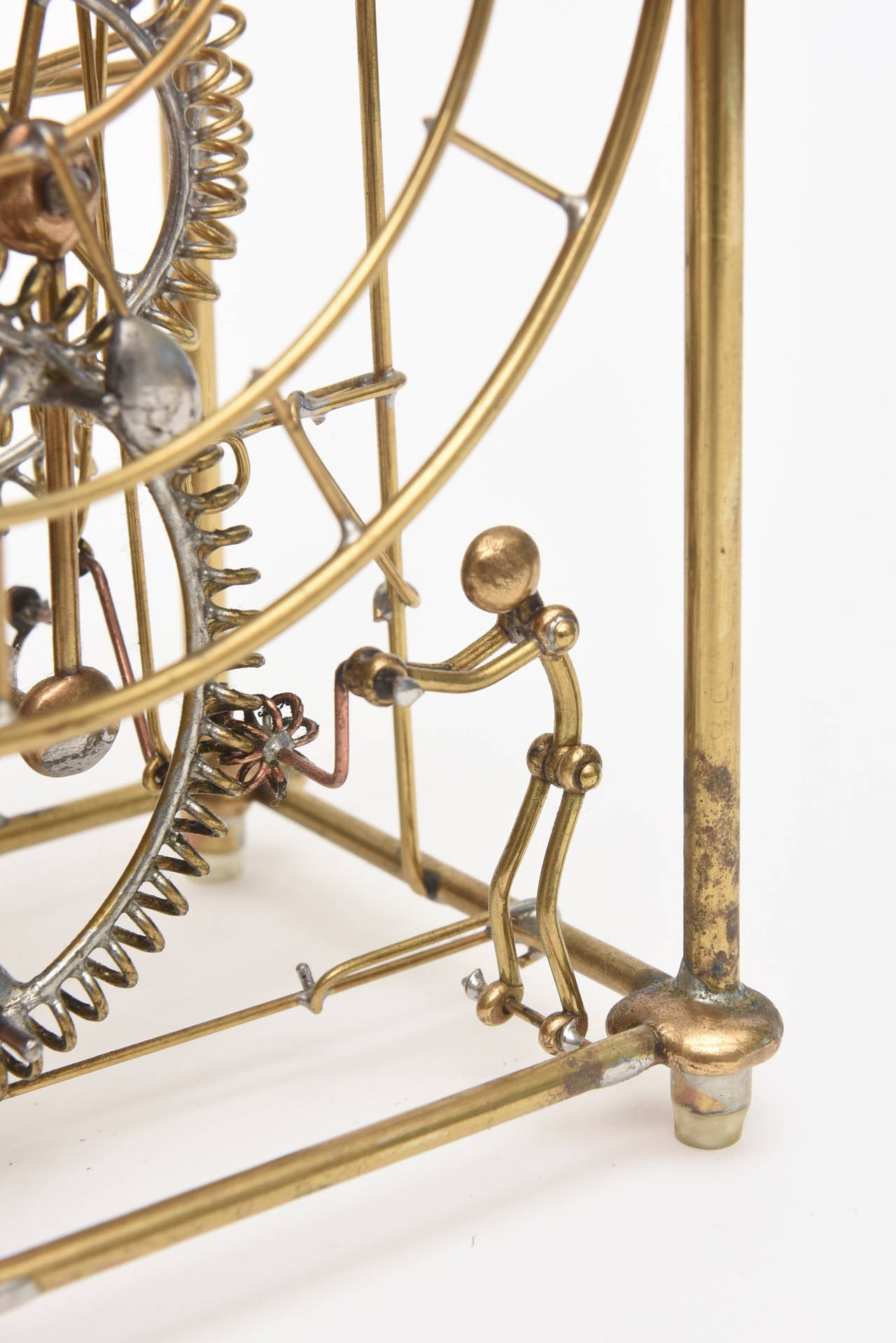 One of Kind Sculptural Figures Brass Clock at 1stDibs