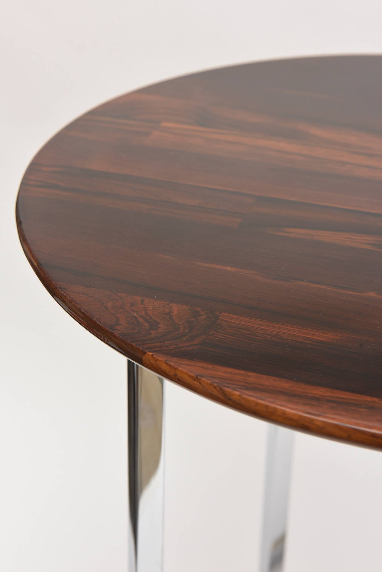 Chrome And Wood Side Table Pair of Milo Baughman Polished Chrome and Wood Side Tables For Sale at