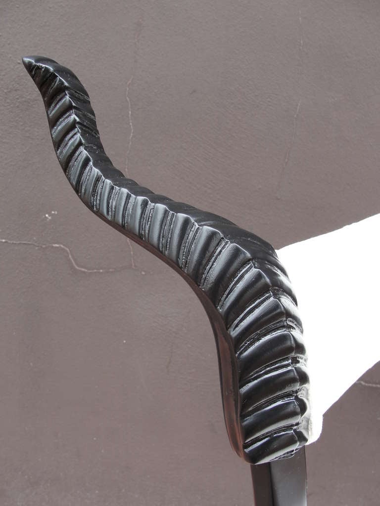 Set of Seven Decorative Wood Carved Horn Chairs For Sale at 1stdibs