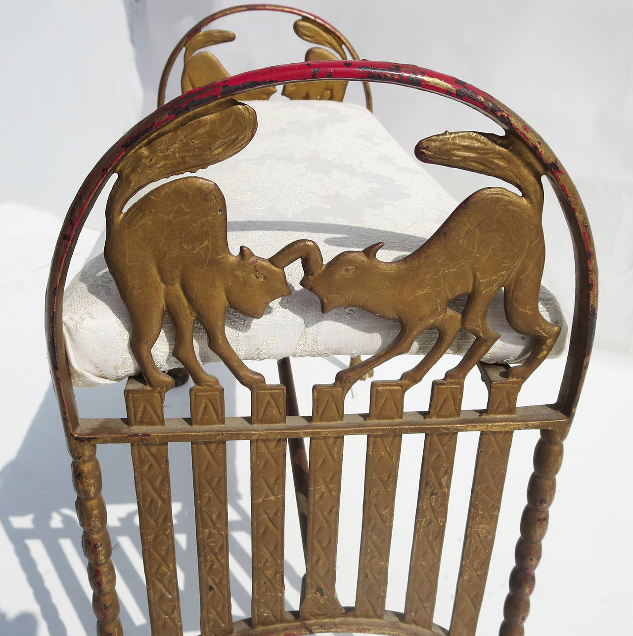 "Alley Cats" Painted Iron Bench at 1stDibs iron cat benches, iron cat