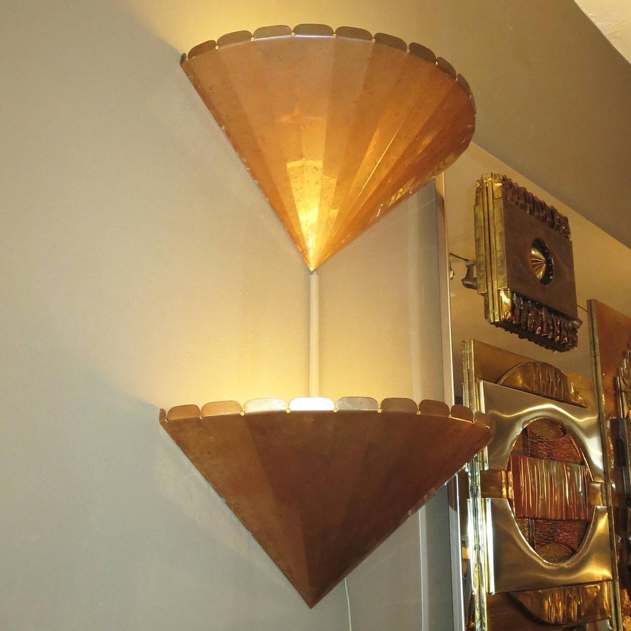 Art Deco Copper Wall Sconces For Sale at 1stdibs