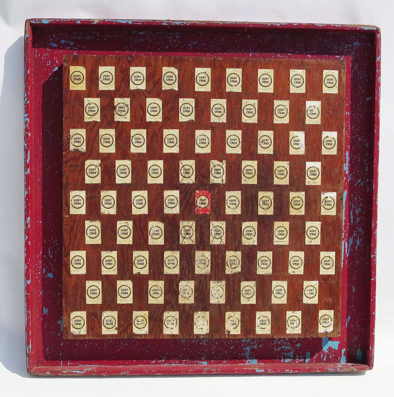 Painted Carnival Lucky Strike Dime Toss Folk Art Table Game at 1stDibs