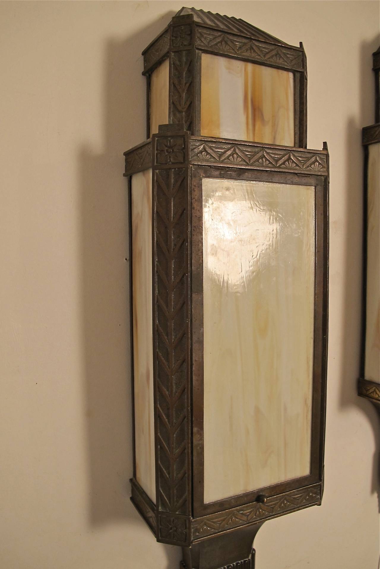 Large Bronze Art Deco Wall Sconces at 1stDibs