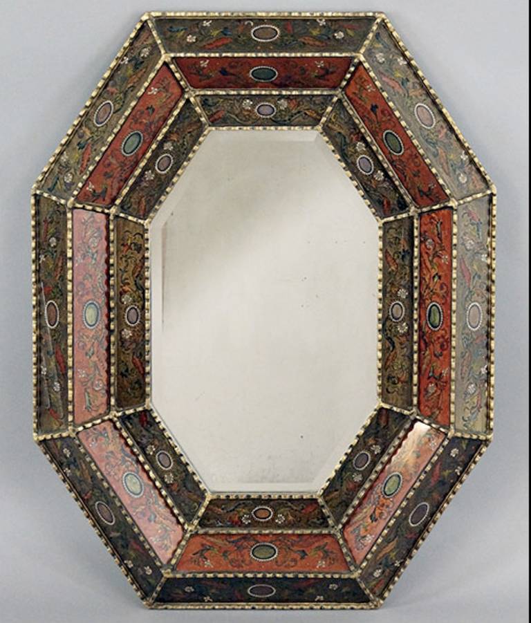 Reverse Painted Glass Framed Mirror at 1stDibs glass framed mirrors