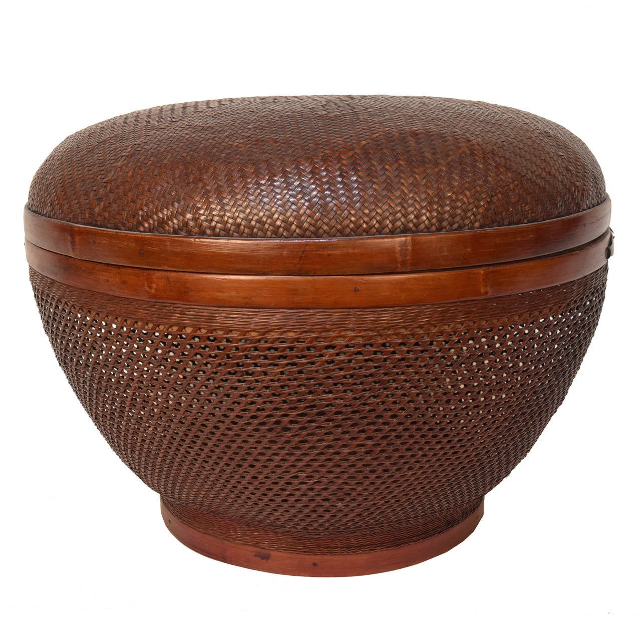 Chinese Open Weave Covered Basket For Sale at 1stDibs