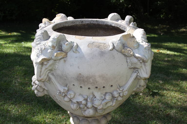 1920s LargeScale Terra Cotta Garden Planter with Rams