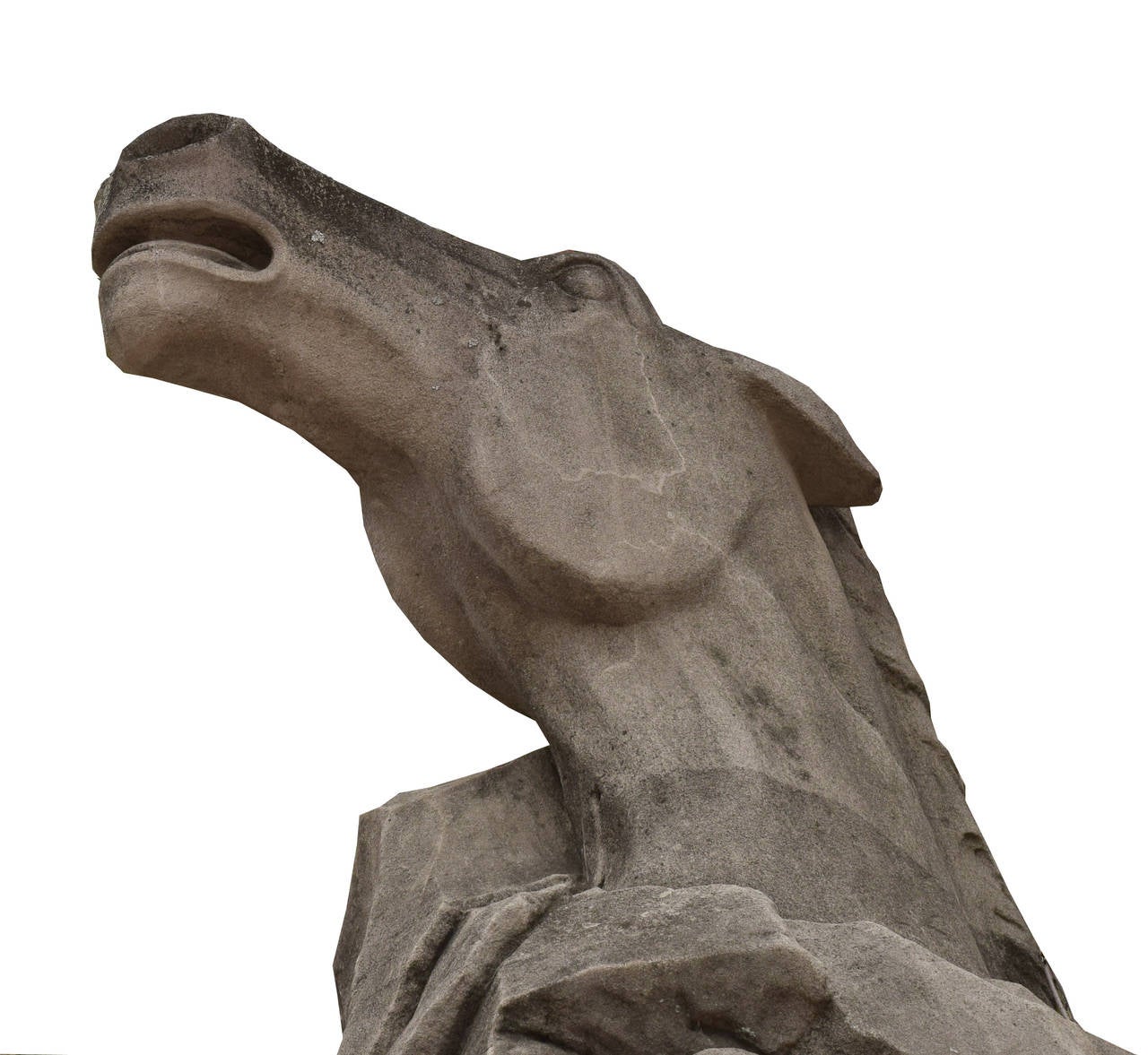 Pair of Monumental Carved Limestone Horses For Sale at 1stDibs