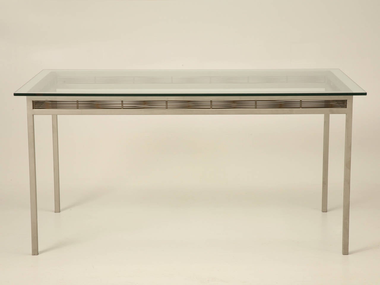 Stainless Steel and Glass Indoor or Outdoor Dining Table at 1stDibs