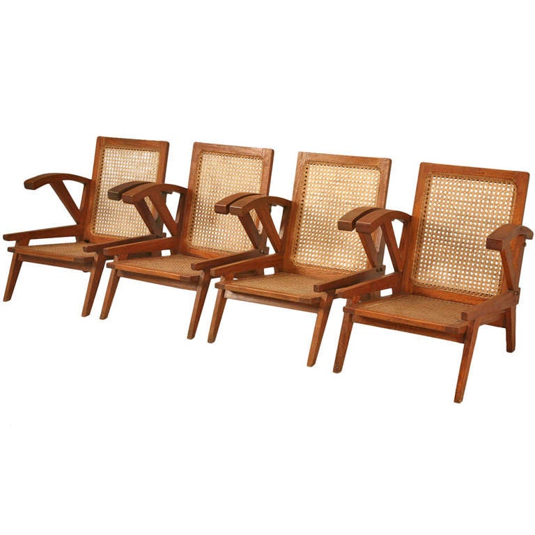 Set of Four Vintage 1940's French Teak Ship's Deck Chairs w/Arms at 1stDibs teak deck chairs