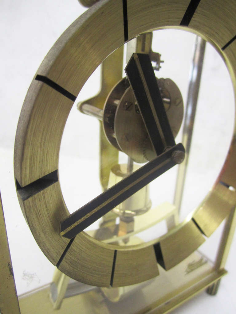MidCentury Brass Skeleton Clock by Kundo at 1stDibs