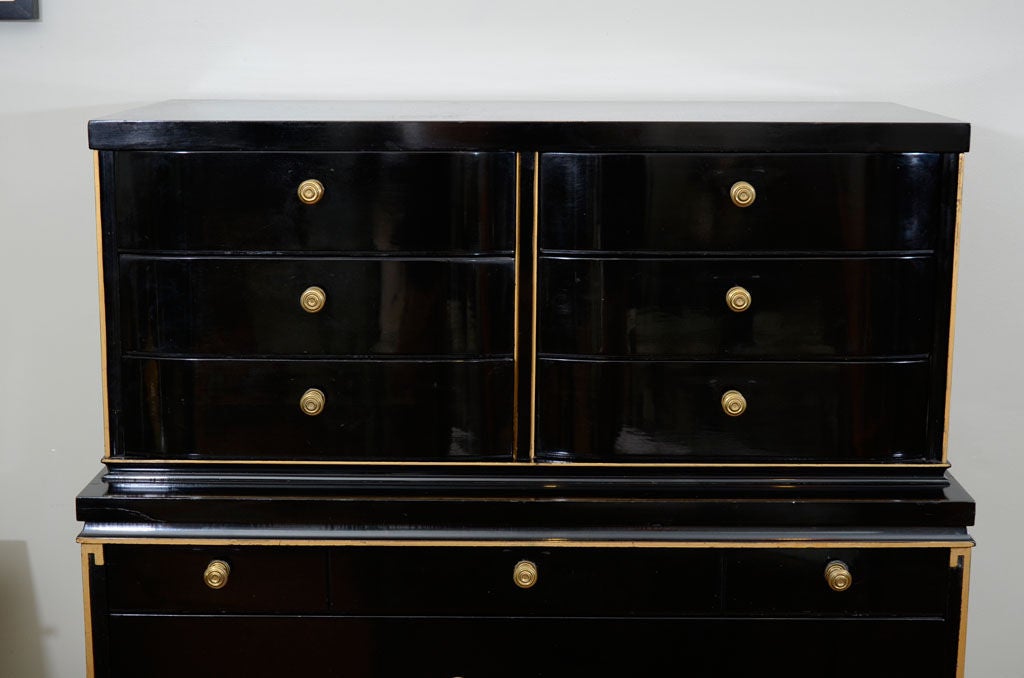 Large Art Deco Black Lacquer and Gilt Greek Key Men's Dresser at 1stdibs