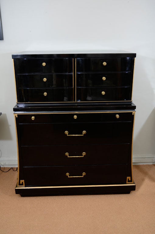 Large Art Deco Black Lacquer and Gilt Greek Key Men's Dresser at 1stdibs