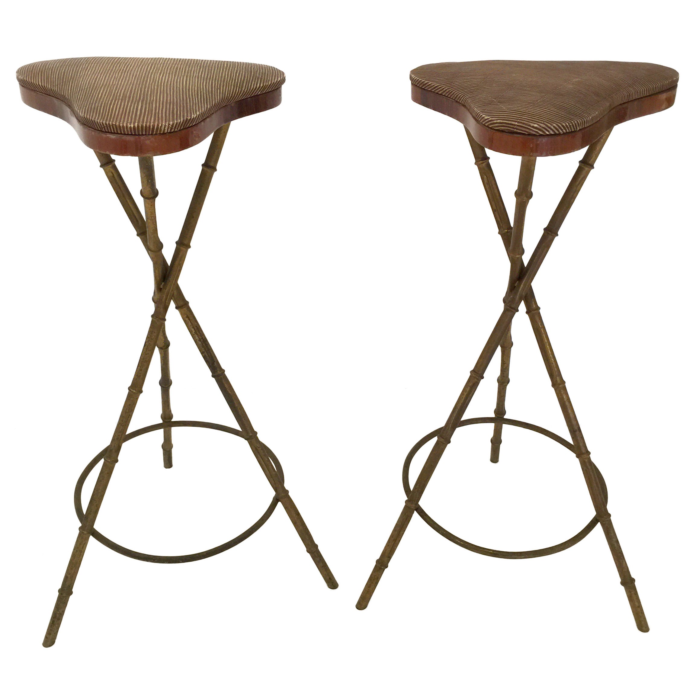 Pair of Faux Bamboo Bar Stools at 1stDibs faux bamboo stool, bamboo