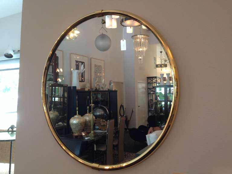 Vintage Brass Wall Mirror at 1stDibs