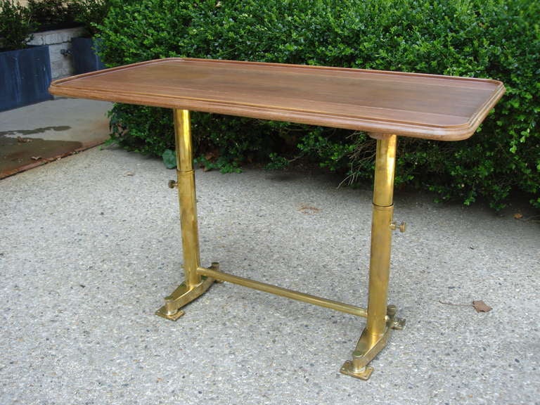 Adjustable Yacht Brass and Walnut Console Table at 1stdibs