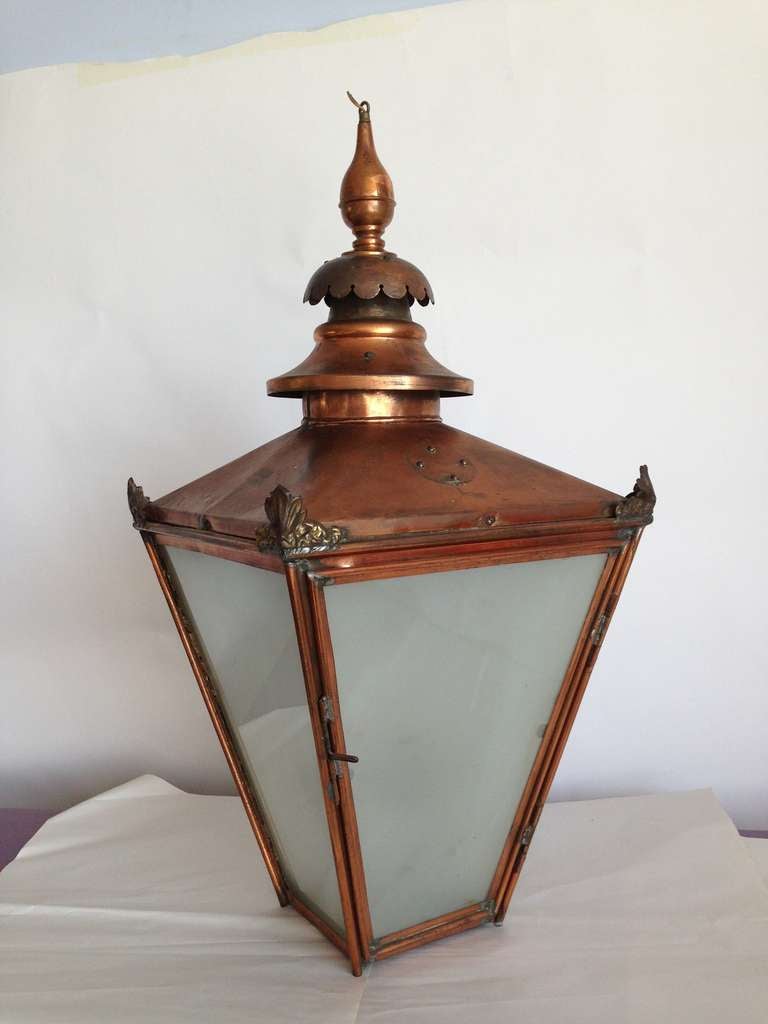 Grand Late 19th C. English Copper Hanging Lantern For Sale at 1stdibs