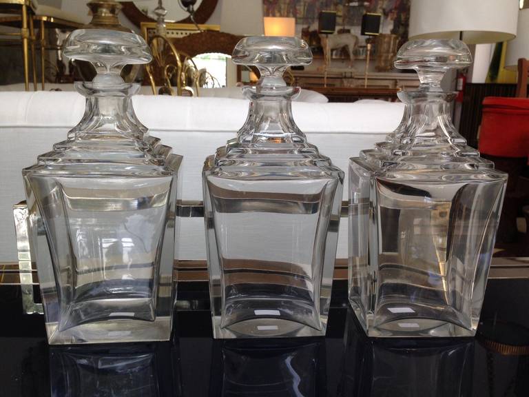 Art Deco Thick Crystal Decanters For Sale at 1stDibs