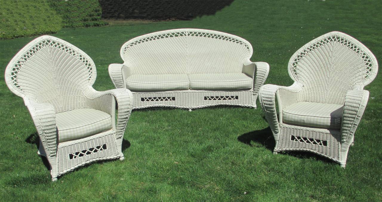 ThreePiece High Style Art Deco Wicker Set at 1stDibs