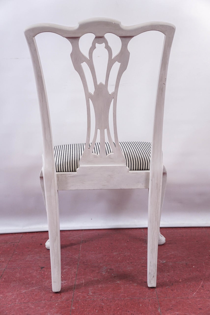 Six Painted ChippendaleStyle Dining Chairs For Sale at 1stDibs