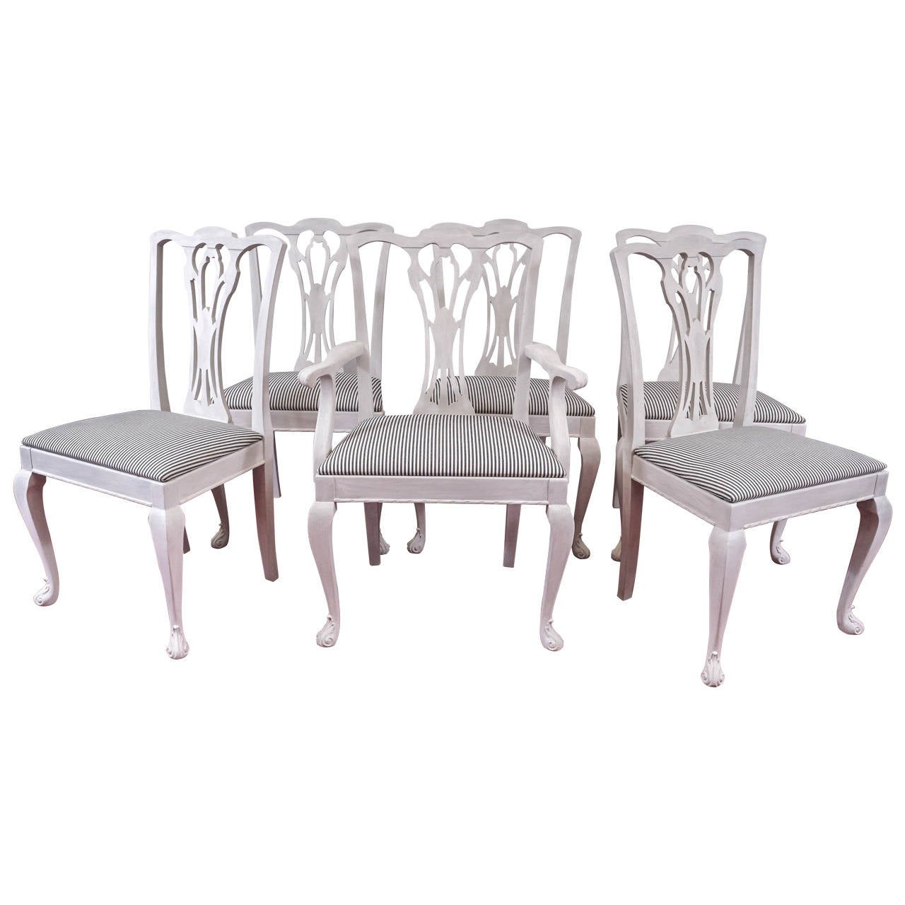 Six Painted ChippendaleStyle Dining Chairs For Sale at 1stDibs