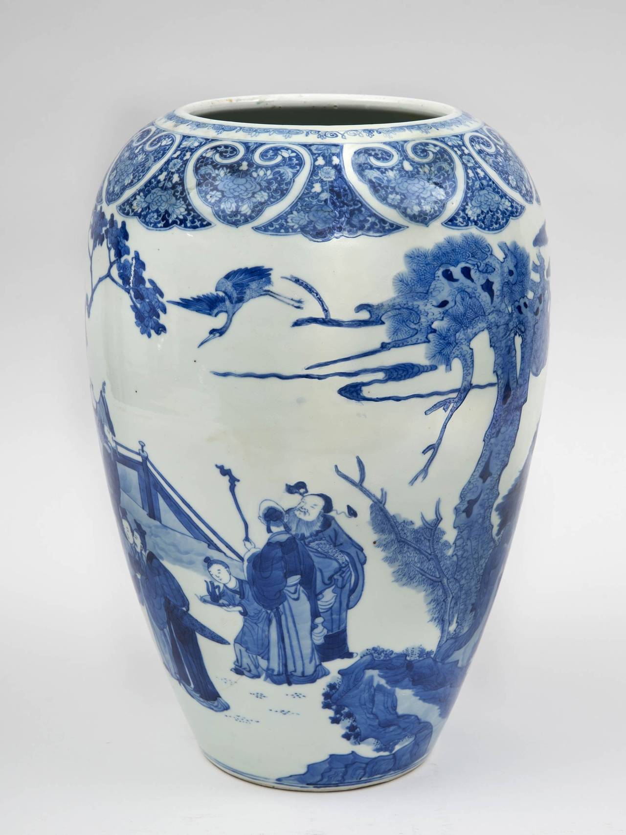 Large Chinese Blue and White Vase, circa 1860 at 1stdibs