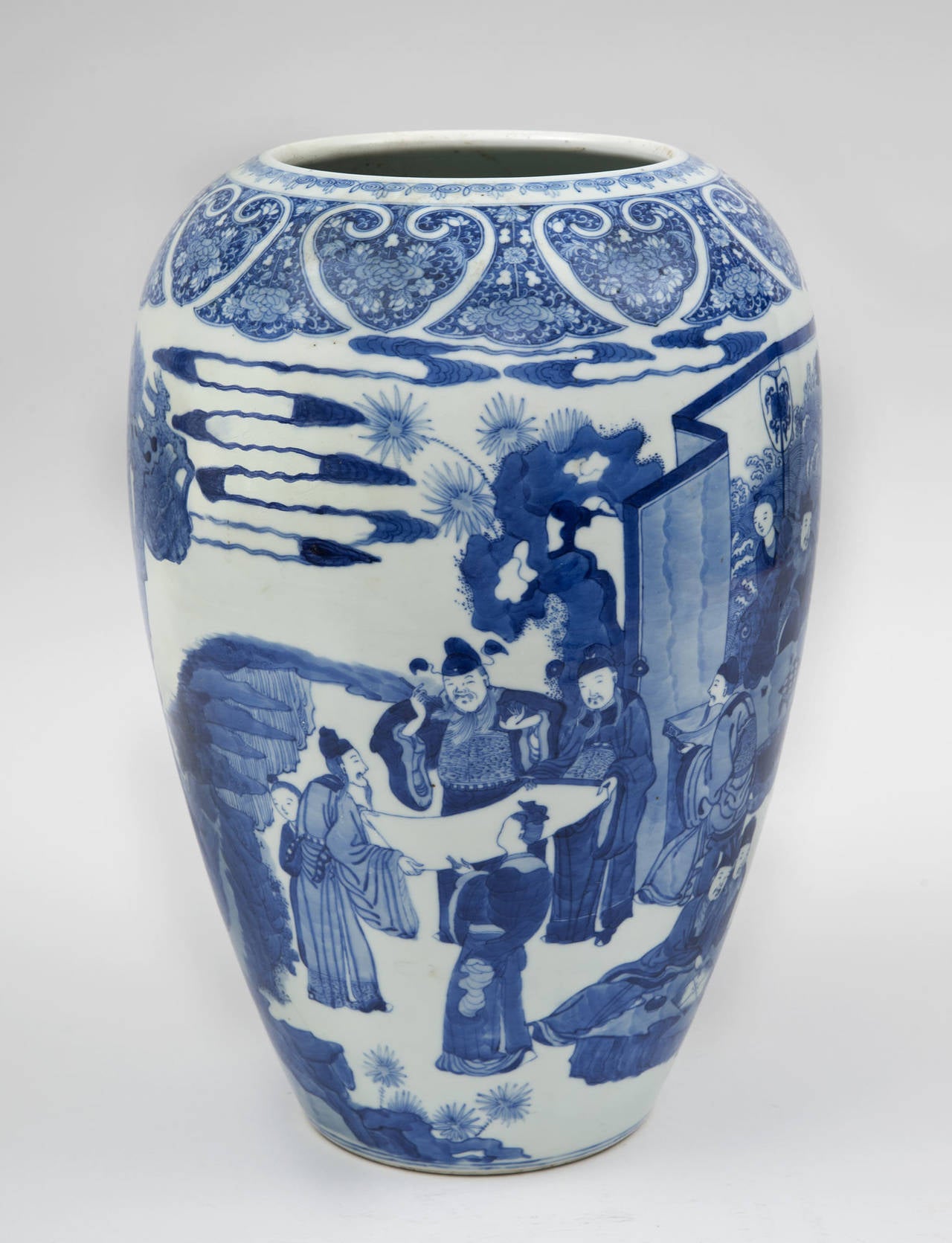 Large Chinese Blue and White Vase, circa 1860 at 1stdibs