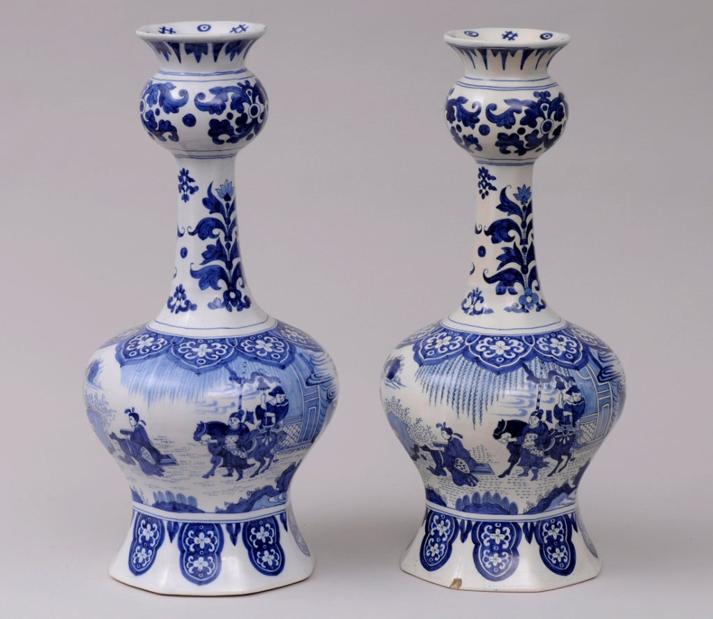 Dutch Pair Delft Vases For Sale at 1stdibs