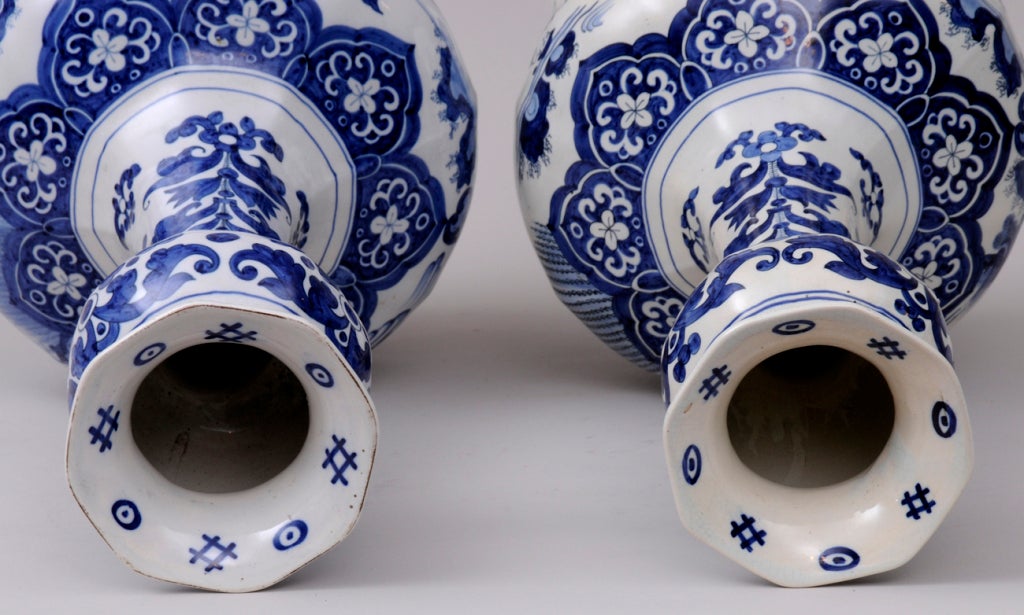 Dutch Pair Delft Vases For Sale at 1stdibs