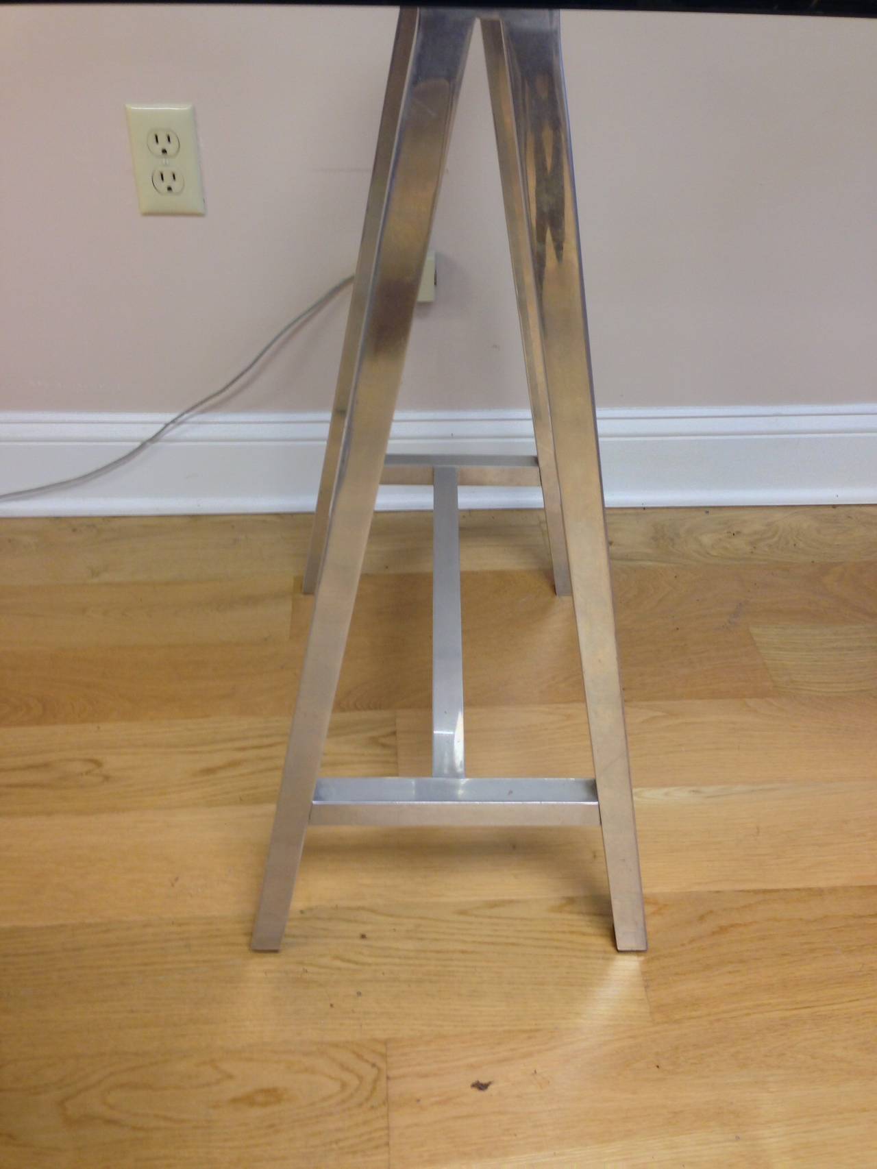 Glass Top Aluminum Saw Horse Leg Table or Desk at 1stDibs chrome