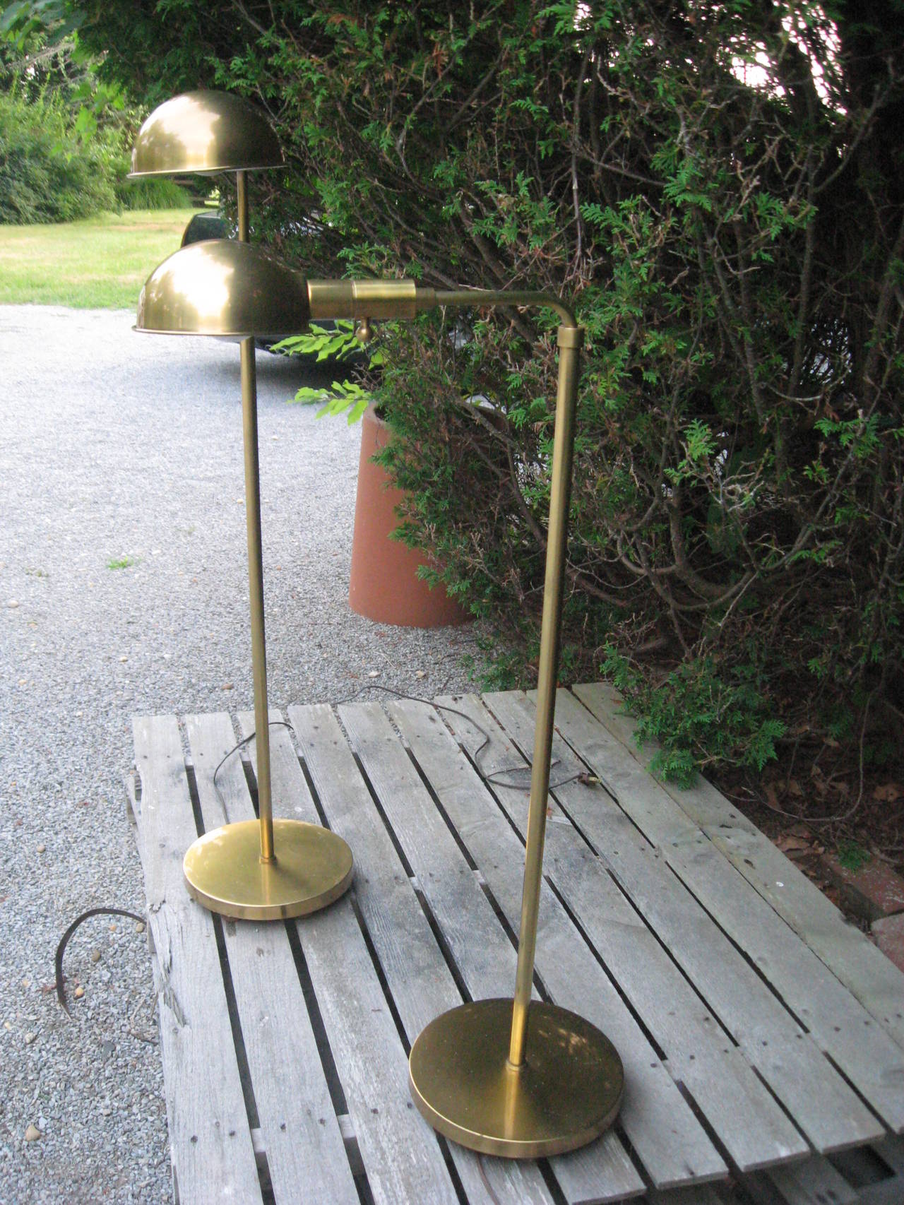 Vintage Pair of Adjustable Brass Floor/Reading Lamps by Chapman For