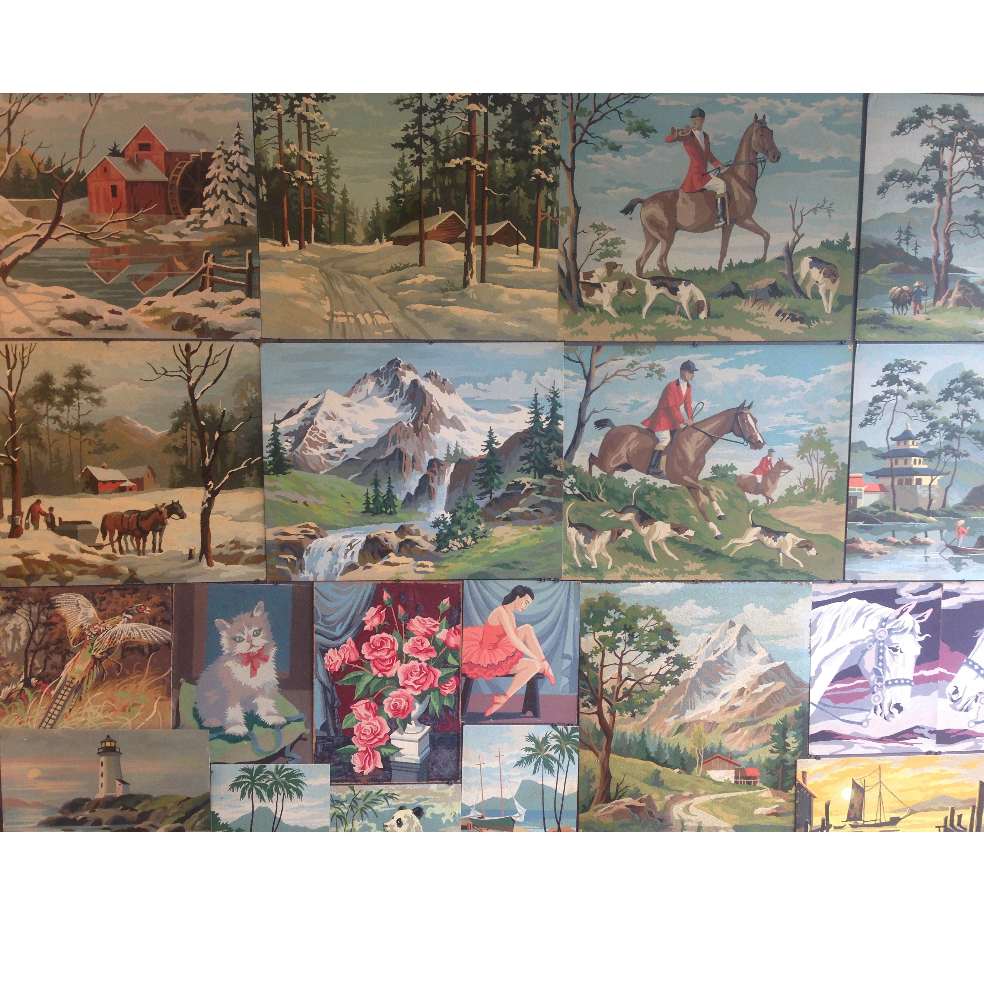 Fabulous Collection of Paint by Number Paintings at 1stDibs