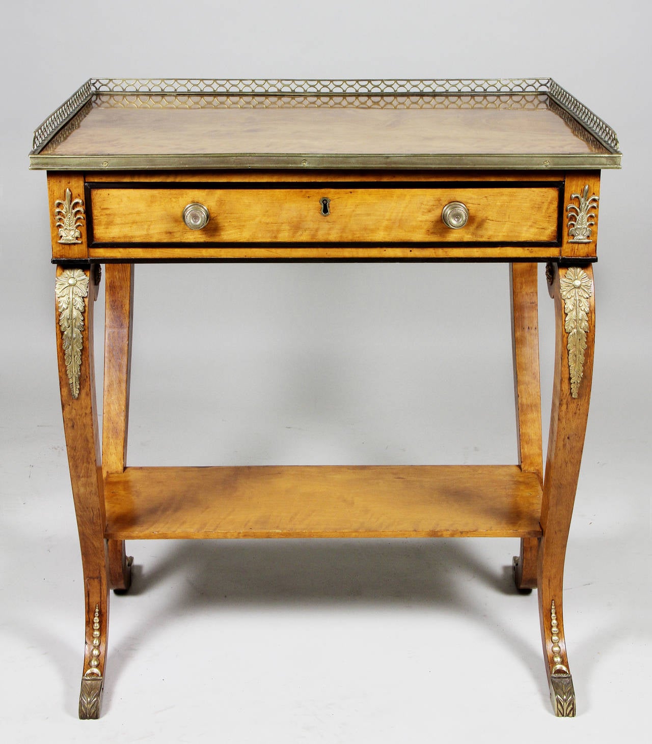Regency Satinwood and BronzeMounted Small Writing Table For Sale at