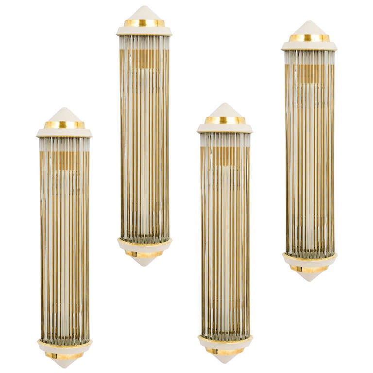Set of Four English Art Deco, Odeon Style Wall Lights at 1stdibs