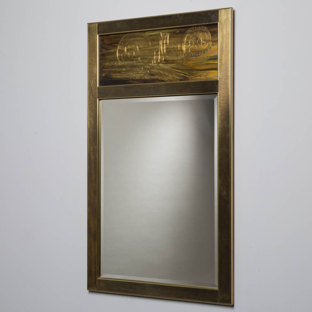Acid Etched Bernhard Rohne for Mastercraft Mirror, 1980s For Sale at