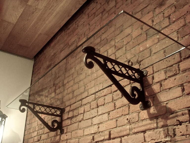 Fabulous Cast Iron Glass Shelf For Sale at 1stDibs