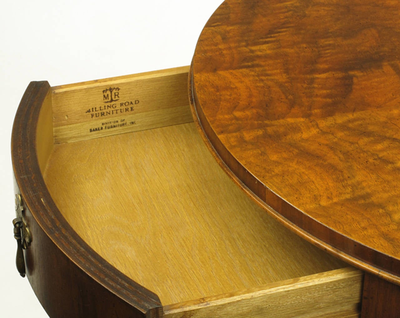 Baker Furniture "Milling Road" Figured Walnut Regency Side Table at