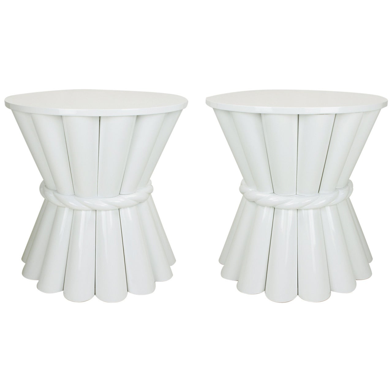 White Lacquer End Tables, Pair at 1stDibs