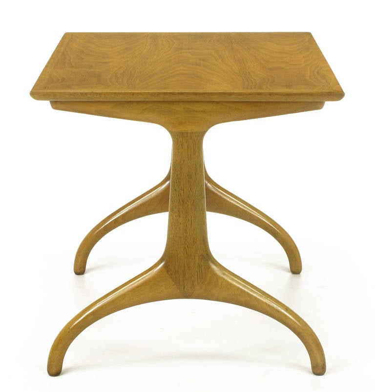 Heritage Henredon Horn Leg Figured Walnut and Mahogany Side Table For