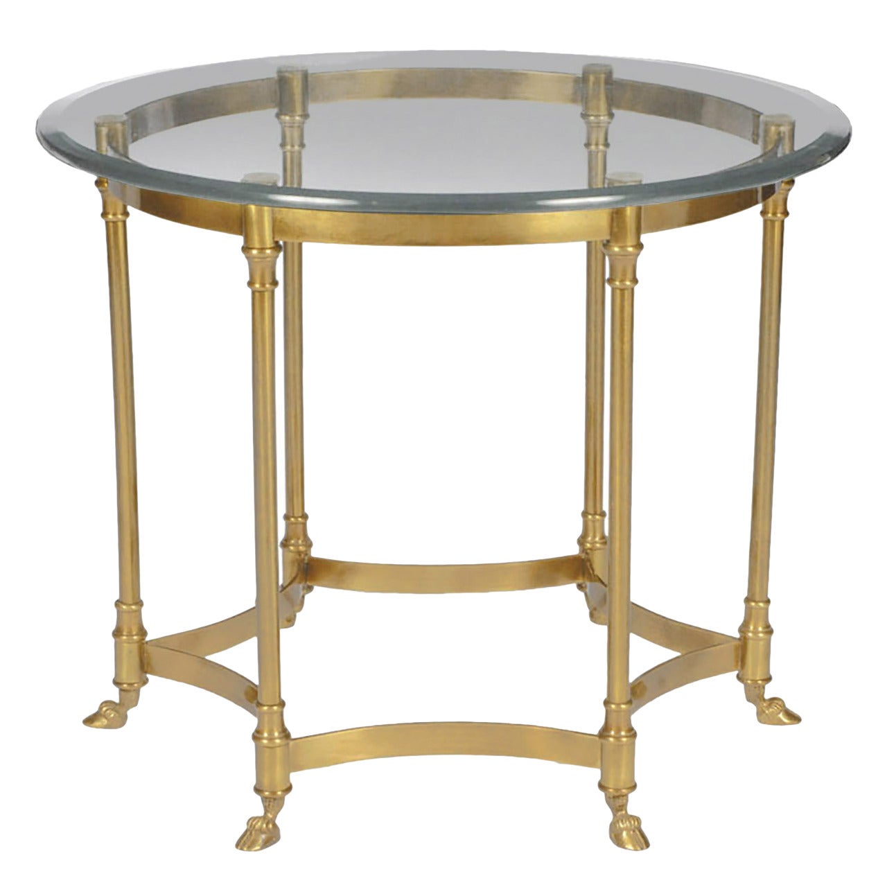 Labarge Hooved, SixLeg Brass and Glass Side Table For Sale at 1stDibs