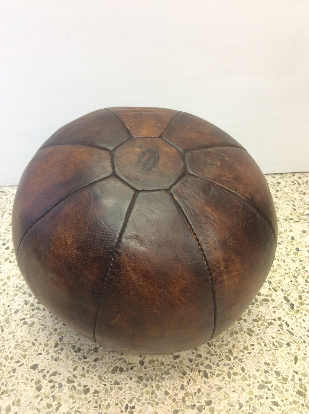 Vintage Leather Medicine Ball For Sale at 1stdibs