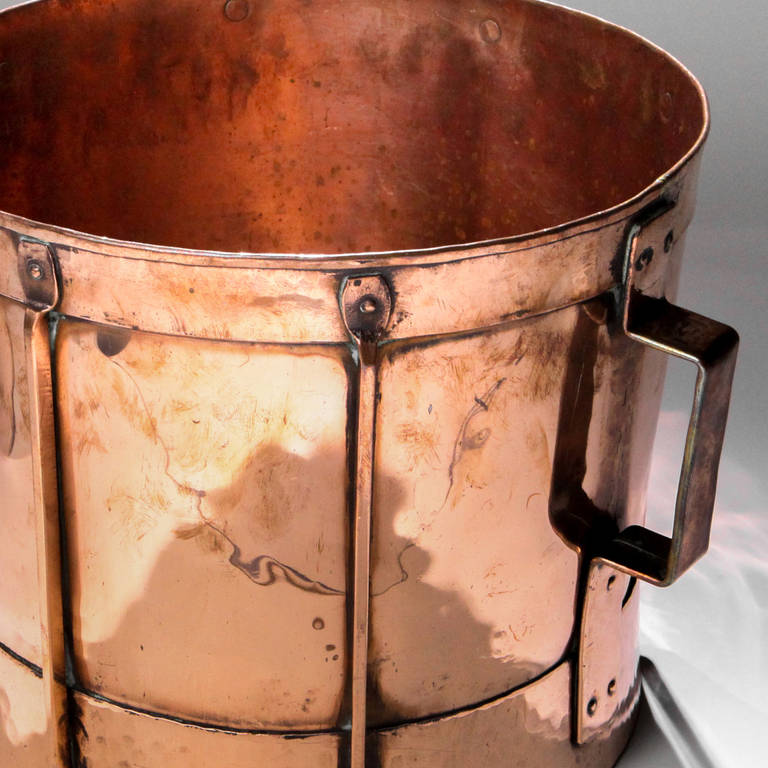 French Hammered Copper Drum Cauldron at 1stdibs