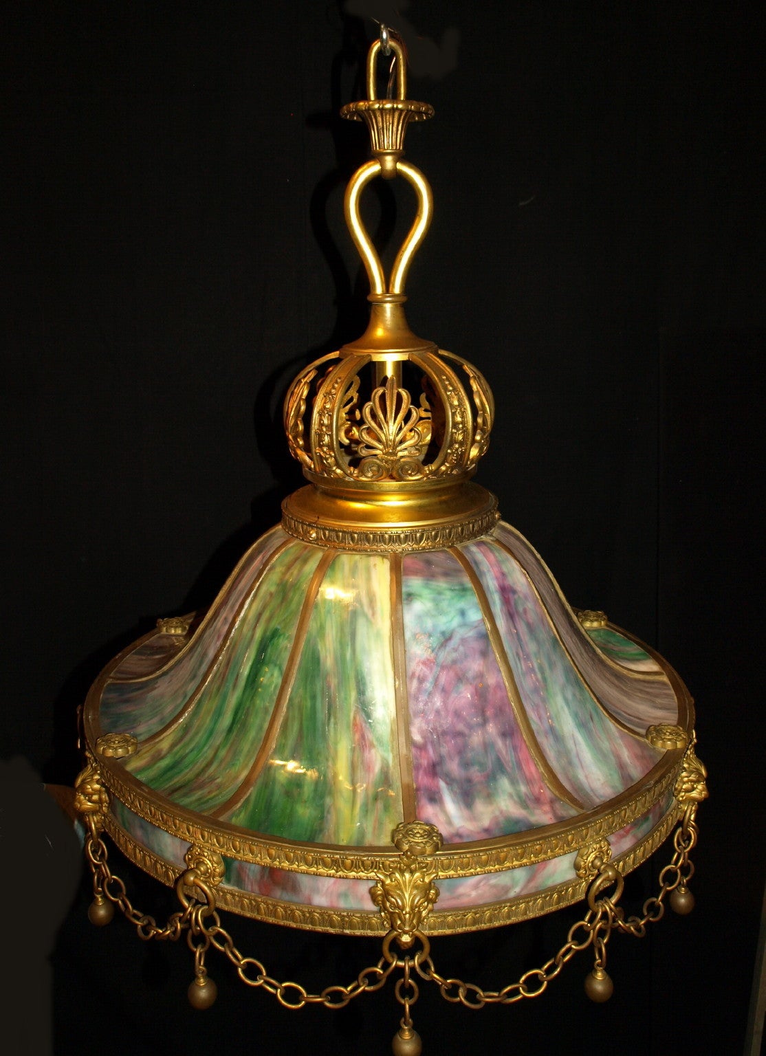 Antique Chandelier. Stained Glass Lamp For Sale at 1stdibs