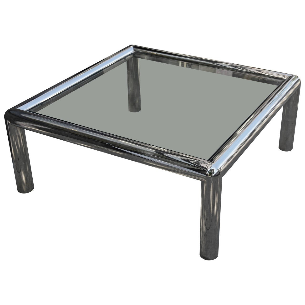 LargeScale Vintage Tubular Chrome Coffee Table at 1stDibs vintage