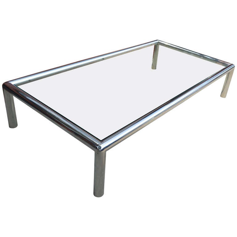 Monumental Chrome Tubular Coffee Table from Pace at 1stdibs