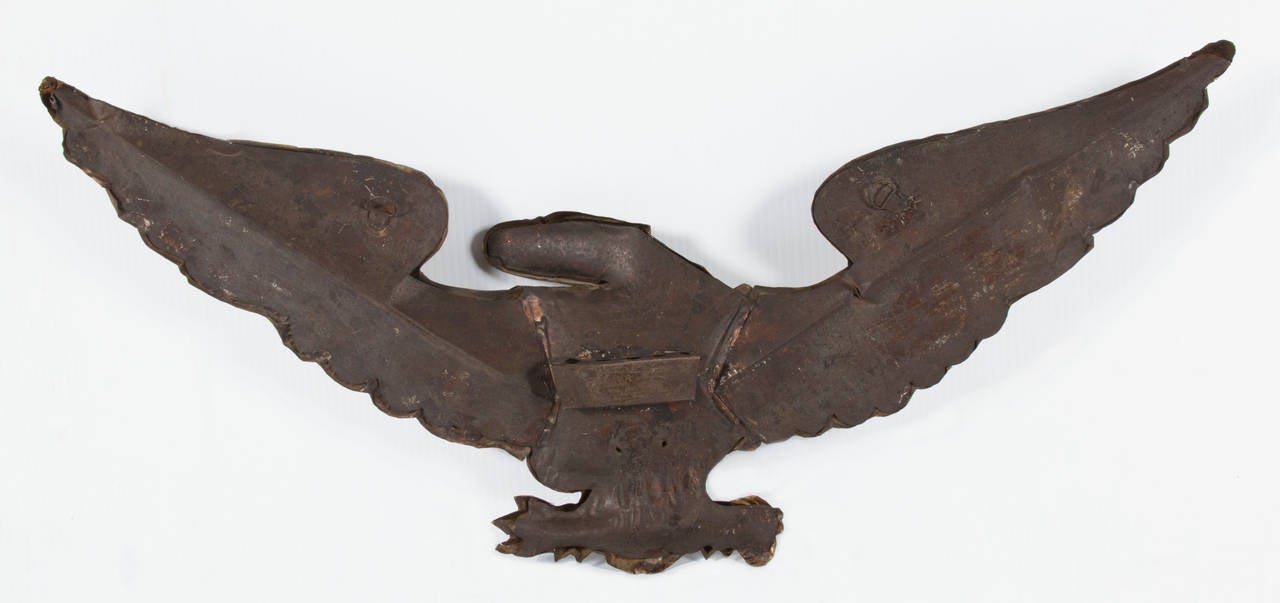 Pressed Brass Eagle, an Early Parade Flag Holder and Bunting Tie Back