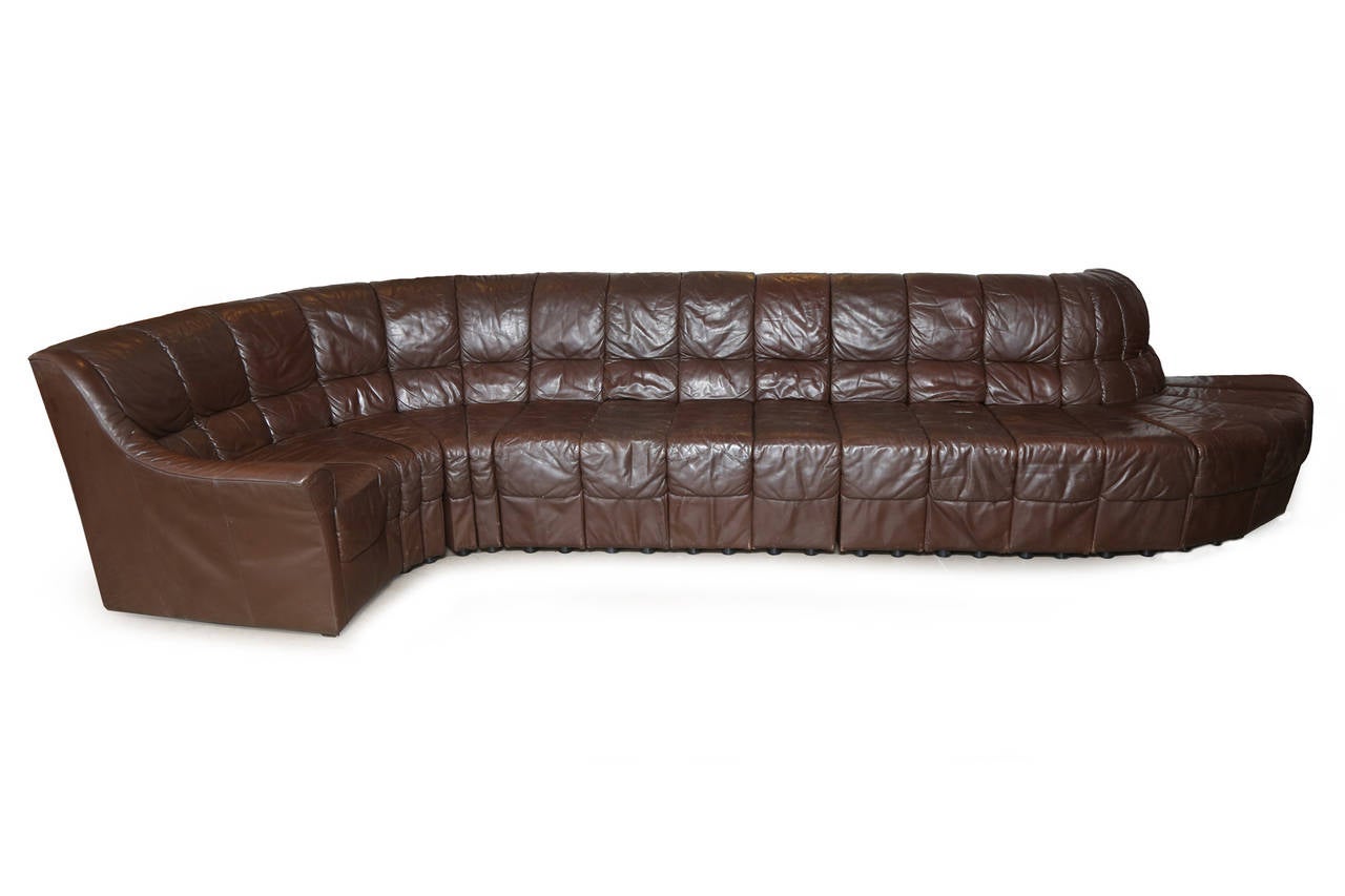 18 Sections Never Ending Leather Sofa from Switzerland at 1stDibs