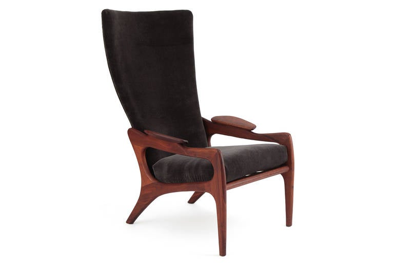 Adrian Pearsall HighBack Sculpted Walnut Lounge Chair For Sale at 1stDibs