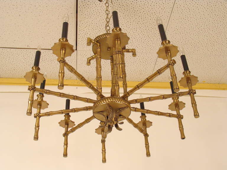 Faux Bamboo Brass Chandelier at 1stDibs