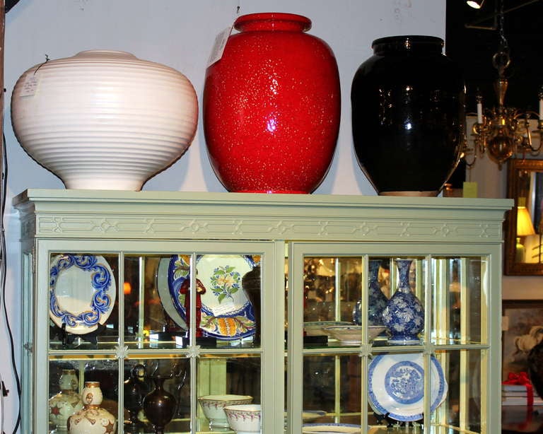 Large Ribbed Art Pottery Vase at 1stDibs